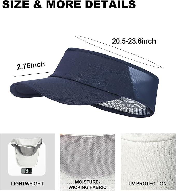 Sun Visor Hats for Men Women Lightweight Portable Stretchy Sun Hat for Running Tennis Golf
