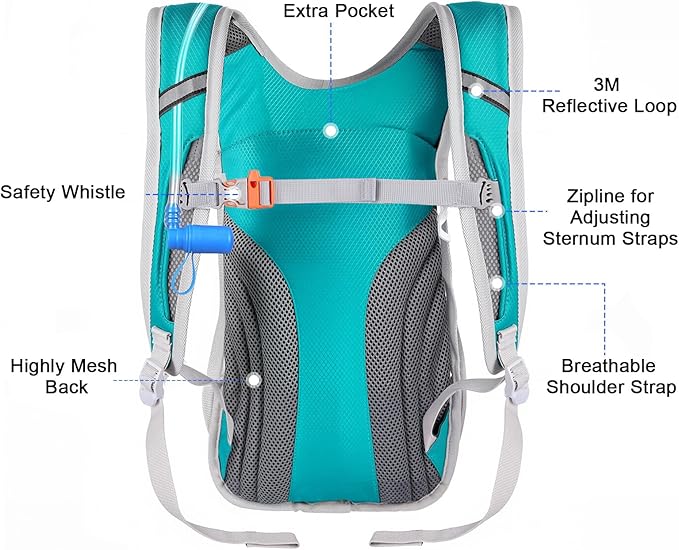 KUYOU Running Hydration Vest - Lightweight Insulated Hydration Backpack with 2L Water Bladder, Adjustable Chest Straps and Reflective Water Backpack for Trail Running Marathon Race Hiking Cycling