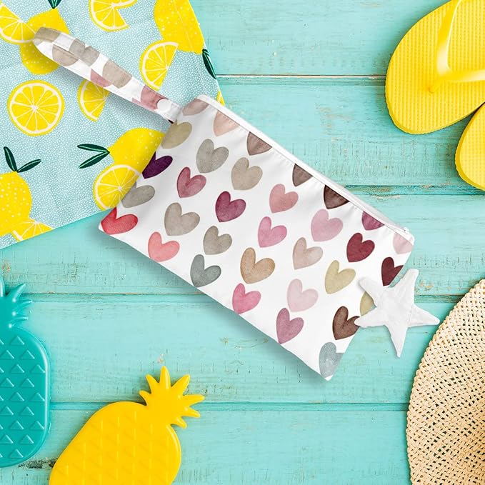 Wet Dry Bag for Swimsuit, Travel, Beach, Pool, Diapers, Dirty Yoga Gym Clothes, Toiletries, Makeup - Waterproof Weekender Bags for Women's Trip Gifts Favors, 2 Pcs