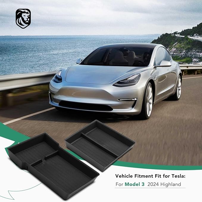 YHTAUTO Center Console Organizer Compatible with Tesla Model Y Juniper 2025 2026(Premium & Performance),Tesla Model 3 Highland 2024 2025 2026, TPE Hidden Storage Box, Car Storage Organizer Accessories