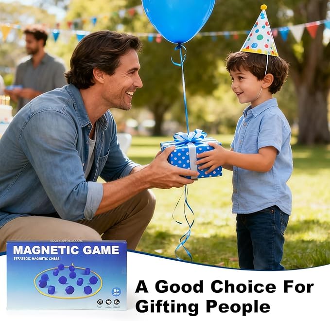 Magnetic Chess Game with 24 Travel-Stones, Magnet Chess 3 String & Portable Storage Bag, for Family & Party & Travel & Camping, Exciting Magnetic Game for Family Game Night