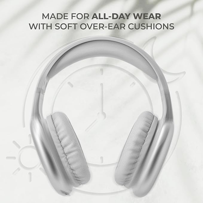 iJoy Ultra Wireless Over-Ear Bluetooth Headphones with Mic, Up to 10 Hours Playtime, Bluetooth Headset 33Ft Range with Backup AUX Cable & SD Slot, Wireless Headphones for Gaming, Work & Gym (Silver)