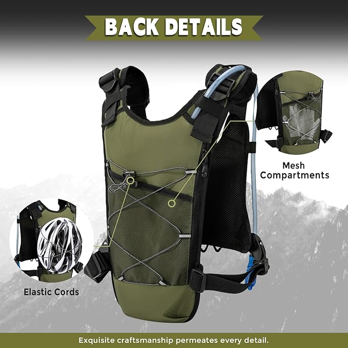 Outdoor Hydration Vest for Running & Hiking, Lightweight Breathable Water Backpack with 2.0L Bladder, Bounce-Free Chest Pack for Marathon, Cycling, Trekking for Men and Women
