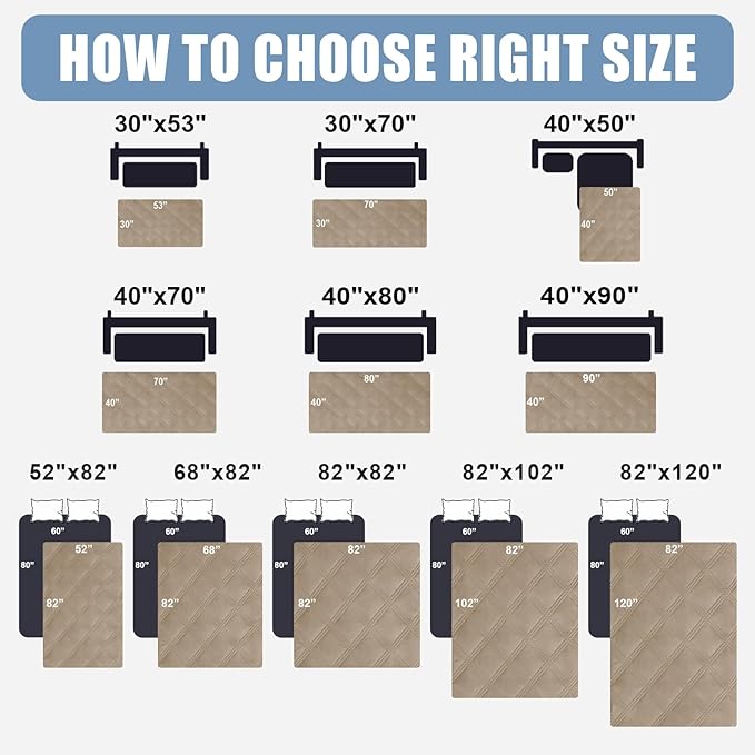 Smiry Waterproof Dog Bed Cover Blanket 40x70, Soft Reversible Pet Blanket, Washable Leakproof Cats Dogs Couch Cover for Sofa, Couch, Furniture, Lattice, Taupe/Beige