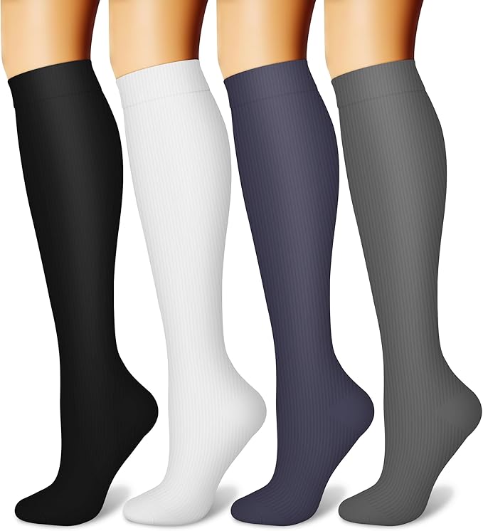CHARMKING Compression Socks for Women and Men Circulation 4 Pairs 15-20 mmHg Best Support for Athletic Running Cycling
