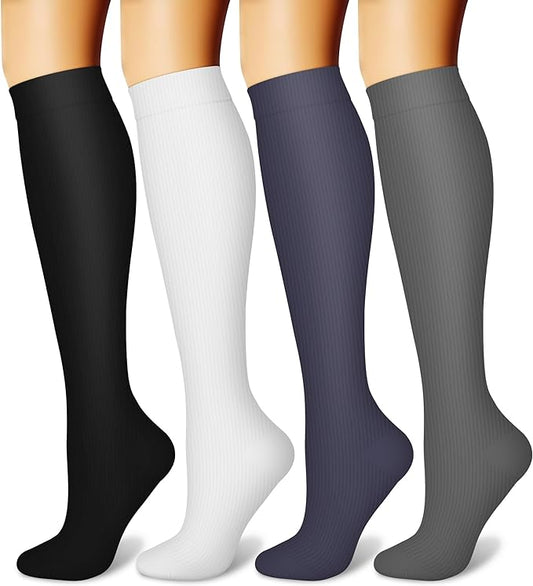 CHARMKING Compression Socks for Women and Men Circulation 4 Pairs 15-20 mmHg Best Support for Athletic Running Cycling