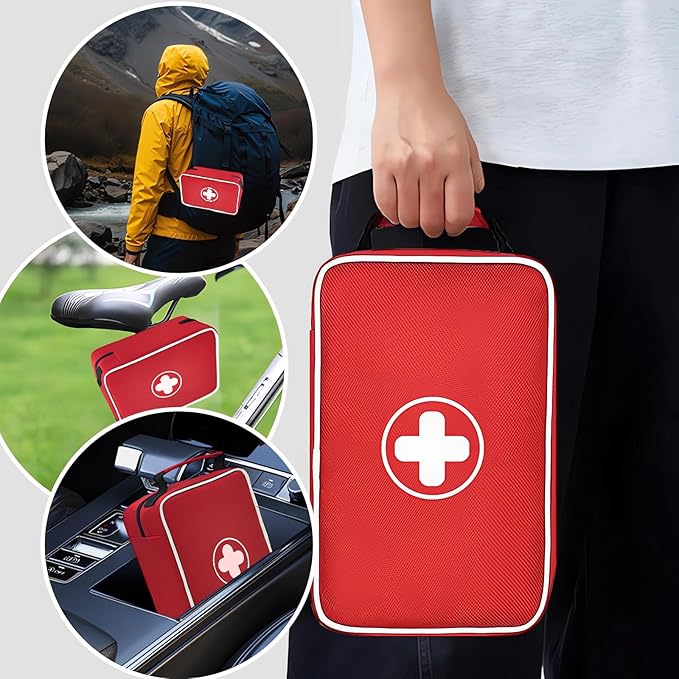 350 Piece First Aid Kit for Car, Home, Travel, Camping, Truck, Hiking, Sports, Office, Vehicle & Premium Waterproof Compact Trauma Medical Kits (Red)