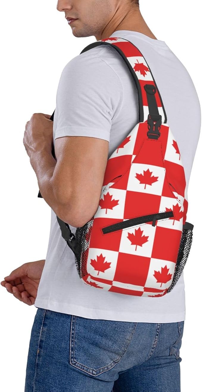 GJXFLSY Canada Flag Pattern Sling Backpack Crossbody Bag Casual Chest Bags Travel Hiking Daypack Shoulder Bag for Women Men