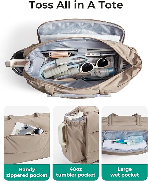 BAGSMART Puffy Bubble Tote Bag for Women, 22L Gym Bag for 40oz Tumbler, Work Handbag for Travel Yoga College