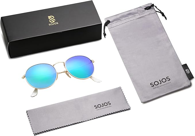 SOJOS Small Round Polarized Sunglasses for Women Men Classic Vintage Retro Shades UV400 SJ1014