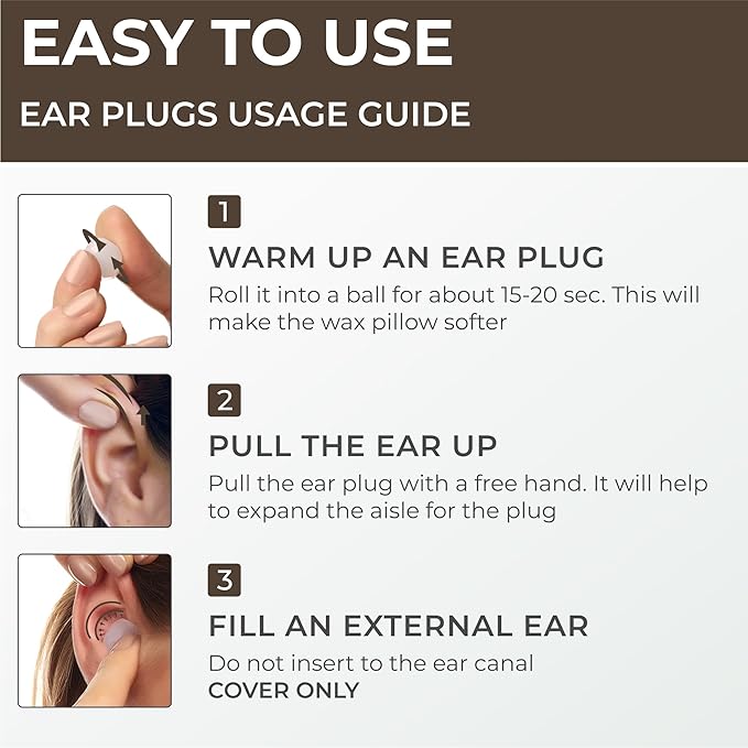 Peace&Quiet PQ Sleeping Ear Plugs Silicone - 28 Wax Moldable EarPlugs for Sleeping Noise Cancelling for Swimming, Sound Blocking Level 32 Db, (30 Silicone Earplugs), Color: Skin Tone