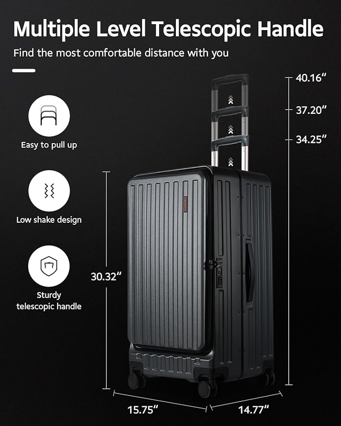 Checked Luggage, Large Suitcase 29 Inch Trunk Luggage with Spinner Wheels, Lightweight ABS+PC Hard Shell with Aluminum Frame, Top Opening, TSA Lock (Black, 1PC)