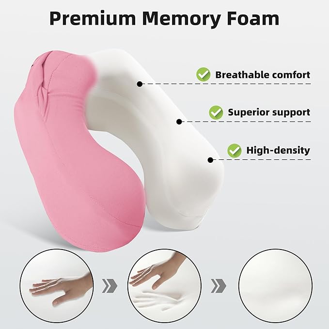 Privacy-Friendly Hooded Travel Pillow for Kids & Adults, Sensory-Friendly, Memory Foam Neck Support for Airplane, Car & Train, Breathable Fabric, Portable, Ultimate Comfort