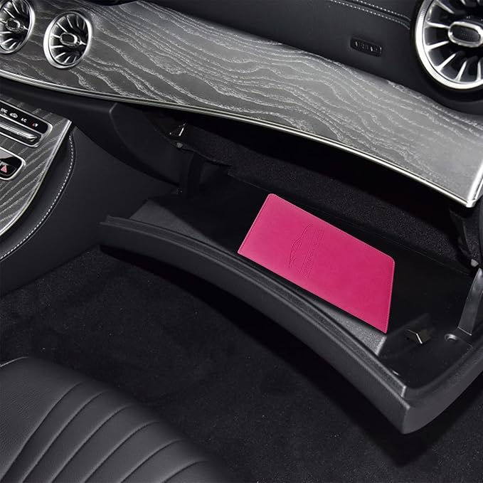Premium Car Registration & Insurance Card Holder with Magnetic Shut, Vehicle Glove Box Car Organizer - For Documents, Cards, License (Rose red)