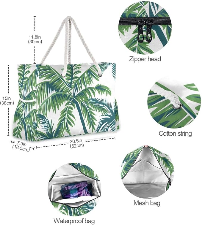 senya Large Beach Shoulder Bags Canvas Tote Water Resistant for Gym Travel Daily