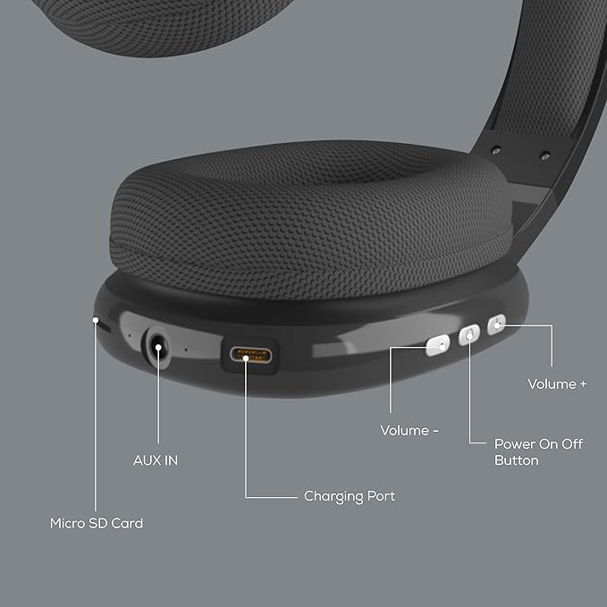 Gabba Goods Wireless Over Ear Bluetooth Headphones with Microphone - Wireless Headset -Noise Reduction - Bluetooth, Wired,Built in Micro SD for Travel, Home, Work TV,PC,Gaming,Cellphone (Black)