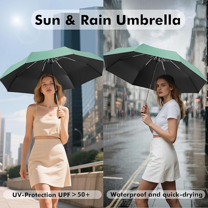 Compact Umbrella – Small, Lightweight, Sturdy & Windproof; Mini Travel Umbrella for Sun & UV Protection, Suitable for Men, Women & Kids