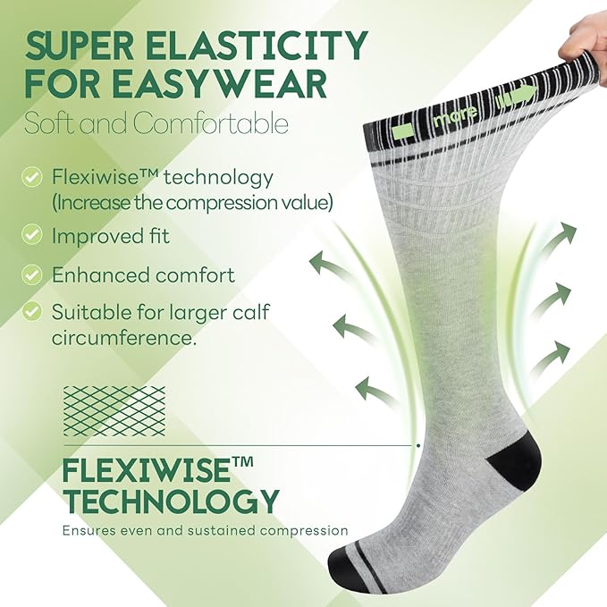 SONORAN Bamboo Viscose Compression Socks for Women & Men (3 Pairs) 15-20 mmHg Knee High Support for Nurses, Travel, Pregnant