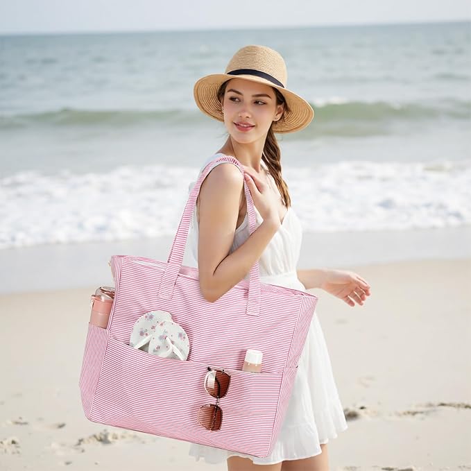 Bluboon Waterproof Beach Tote Pool Bags for Women Ladies Extra Large Carry On Bag With Wet Compartment for Weekender Travel