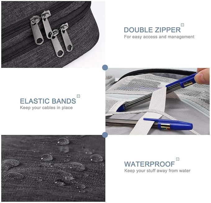 Electronics Organizer, Jelly Comb Electronic Accessories Cable Organizer Bag Waterproof Travel Cable Storage Bag for Charging Cable, Power Bank, iPad