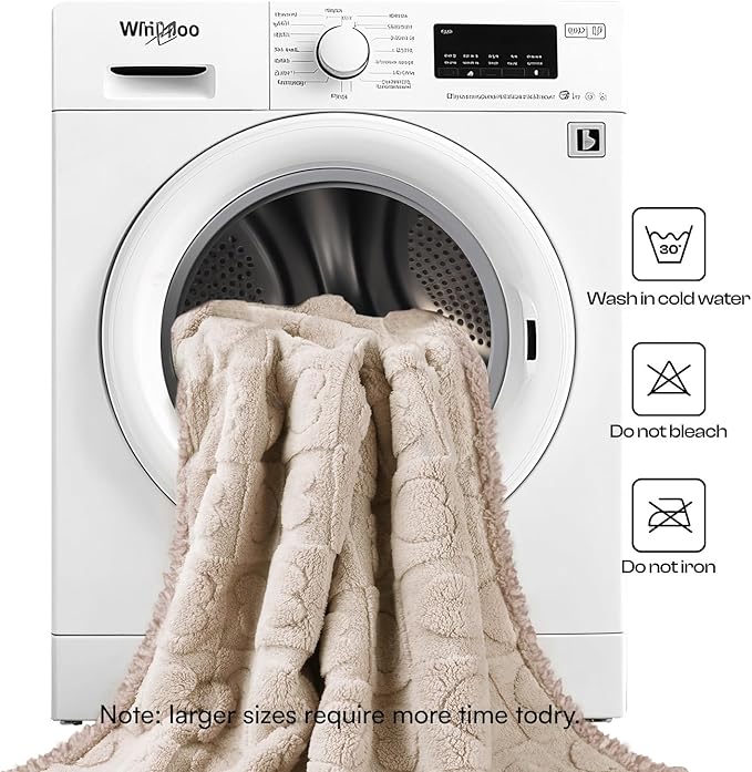 Luciphia Waterproof Dog Blanket for Medium Large Dogs Washable Bed Couch Protector Soft Fluffy 3D Heart Jacquard Pet Blanket with Sherpa Fleece Cozy Calming Throw Blankets, Beige 85x57 inch