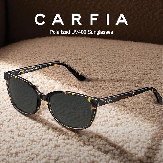 CARFIA Designer Acetate Womens Polarized Sunglasses Fit Most Face Shapes Trendy Shades UV Protection Hypoallergenic Handmade