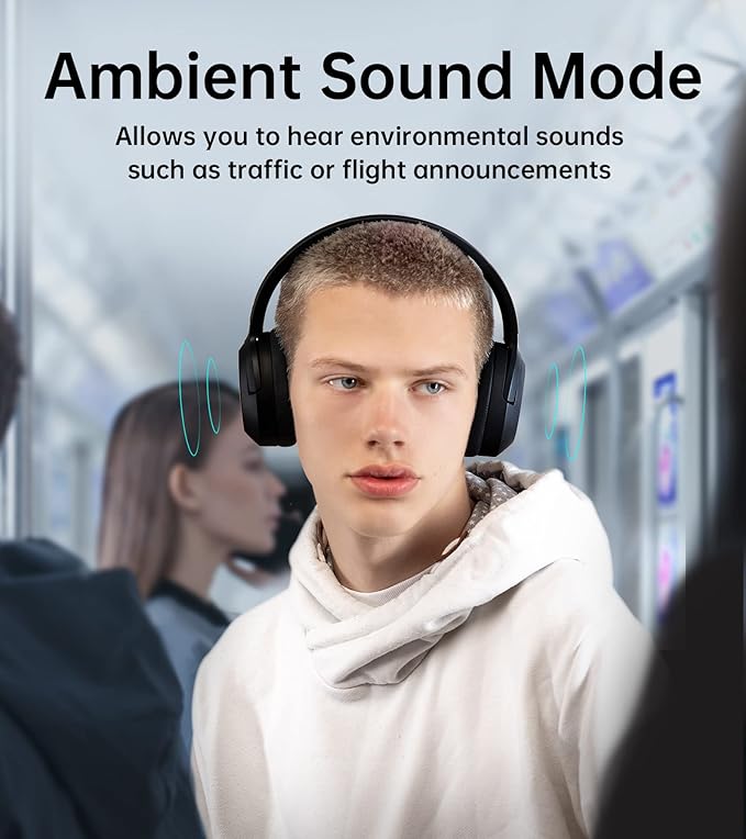 Edifier W820NB Hybrid Active Noise Cancelling Headphones - Hi-Res Audio - 49H Playtime - Wireless Over Ear Bluetooth Headphones for Phone-Call - Black