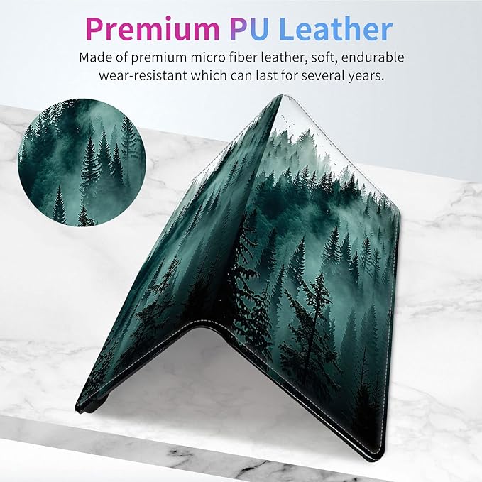 Car Registration and Insurance Holder,Leather Insurance License and Registration Card Holder for Car Glove Box, Auto Truck Document Holder Organizer for Men Women-Forest Trees in Fog