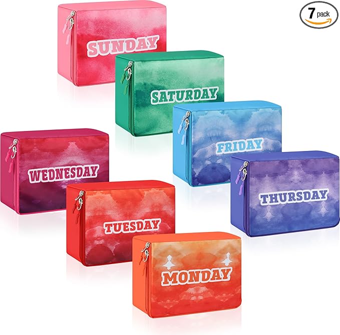 Paterr 7 Pcs Packing Cubes for Travel Kids Days of Week Compression Packing Cubes Colorful Luggage Organizers Suitcase Camp(Gradient)