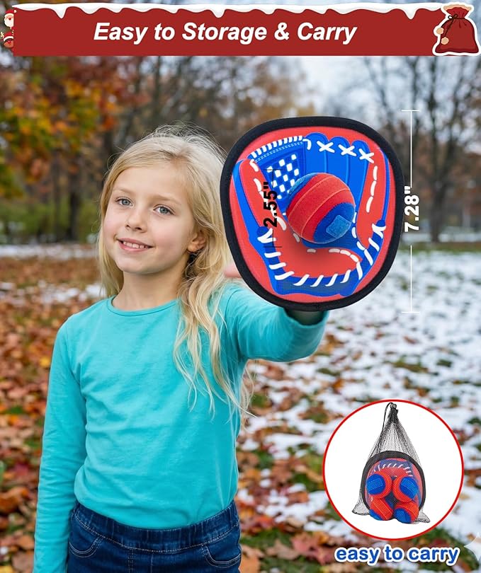 Toss and Catch Game Ball Set Toddler Toys for 3 4 5 6 7 8 Year Old Boys Girls, Valentines Day Gifts, Yard Games Beach Pool Outdoor Toys for Kids Ages 4-8 Birthday Gift Baseball Glove