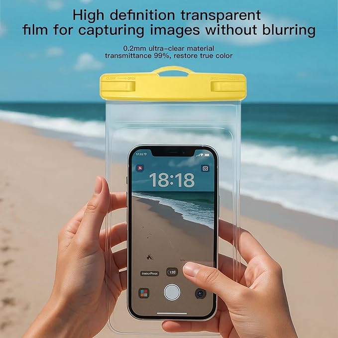 1/2 Pack Waterproof Phone Pouch Compatible with iPhone 17 16 15 Pro Max & Galaxy S24+/S23 7in Waterproof Phone Case with Lanyard, IPX8 Beach Travel Must Haves, Beach Essentials, Yellow, 1 Pack