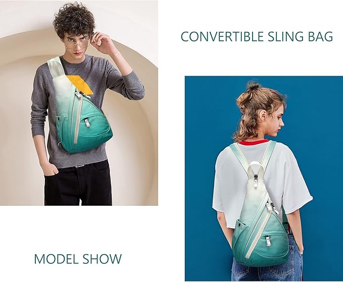 KL928 Canvas Sling Bag - Small Crossbody Backpack Shoulder Casual Daypack Rucksack for Men Women(Large Version)