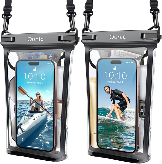 Large Waterproof Phone Pouch, Floating Waterproof Pouch for iPhone 16 15 14 13 12 Pro Max Galaxy S25 S24 S23, Adjustable Lanyard, IPX8 Waterproof Bag for Beach Cruise Swimming Rafting Boating
