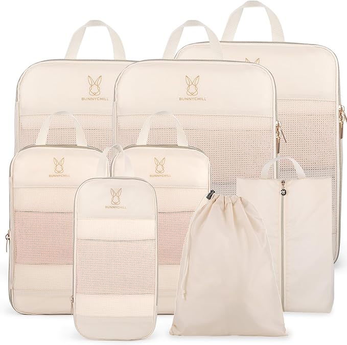 Expandable Compression Packing Cubes for Suitcases,6 Set Lightweight Compressible Travel Packing Organizer for Carry on Suitcase,Organizer Bags Set as Travel Essentials for Women