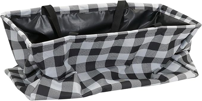 Household Essentials Black and White Plaid Krush Container All-Purpose Utility Tote