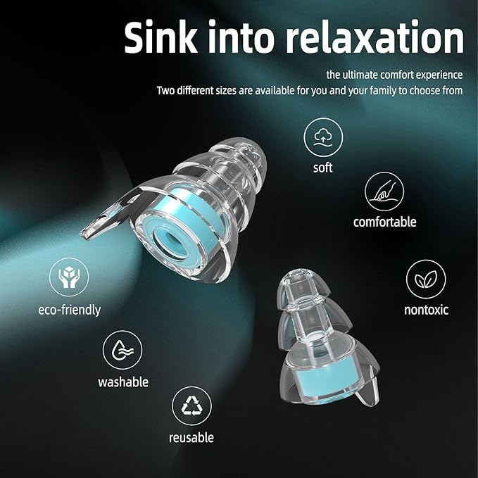 LYSIAN High-Fidelity Concert Ear Plugs – Reusable Musicians Earplugs for Noise Reduction. Perfect for Raves, Festivals, Drummer, DJs, Motorcycle. SNR 18dB 2 Pairs (L+S)–Clear Sound, Comfortable Fit.