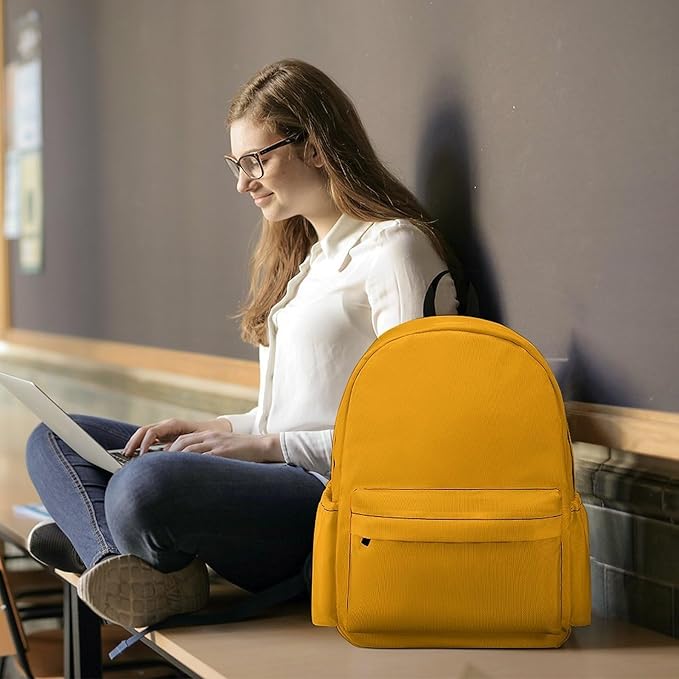 Orange Backpack Adult Travel Daybag for Women Men College Backpack for Vacation Hiking Camping Bag