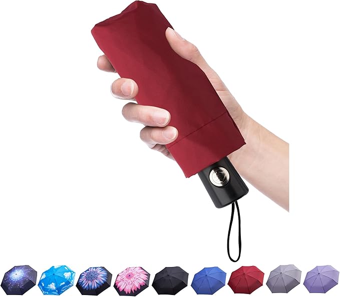 Goothdurs Automatic Mini Travel Windproof Umbrella Compact Auto Open/Close Small Lightweight Folding Rain Umbrellas for Women Men