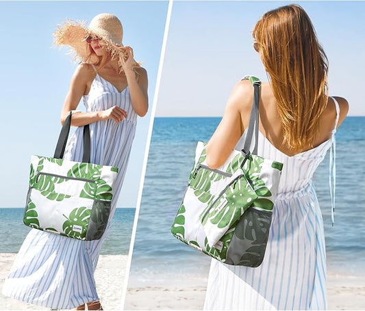 G4Free Beach Bag, Waterproof Sandproof Beach Tote Bag, Large Capacity Foldable for Women