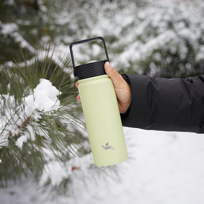 22oz Stainless Steel Bottles with 3 Lids Sport Insulated Water Bottle,Mint