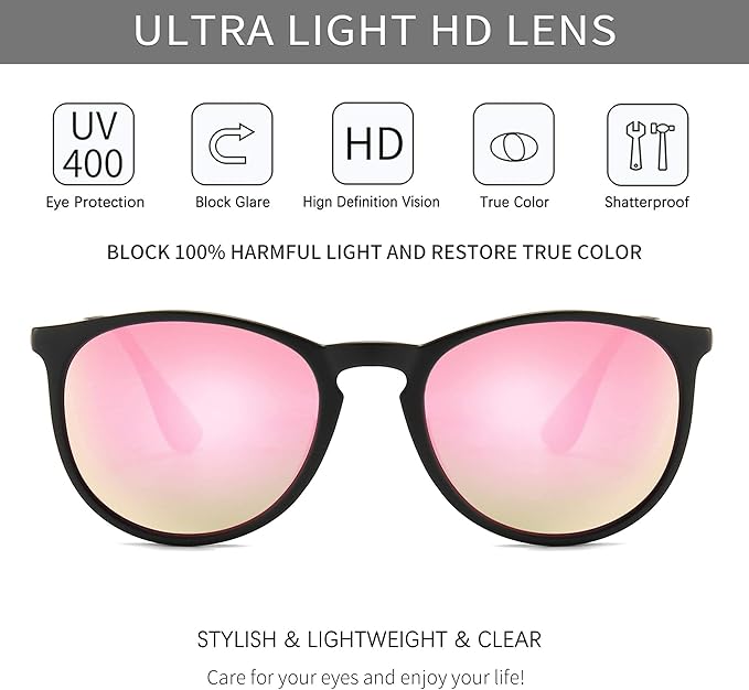 SUNGAIT Premium Vintage Round Sunglasses for Women Men Classic Retro Trendy Style