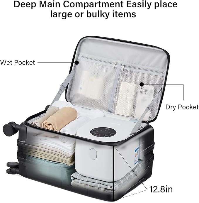 Hanke Hardside Expandable Checked Luggage, 24 Inch Top Opening Trunk Luggages with Spinner Wheels, All-PC Hard Shell Suitcase, Lightweight TSA Checked-Medium(Jet Black, 83L)