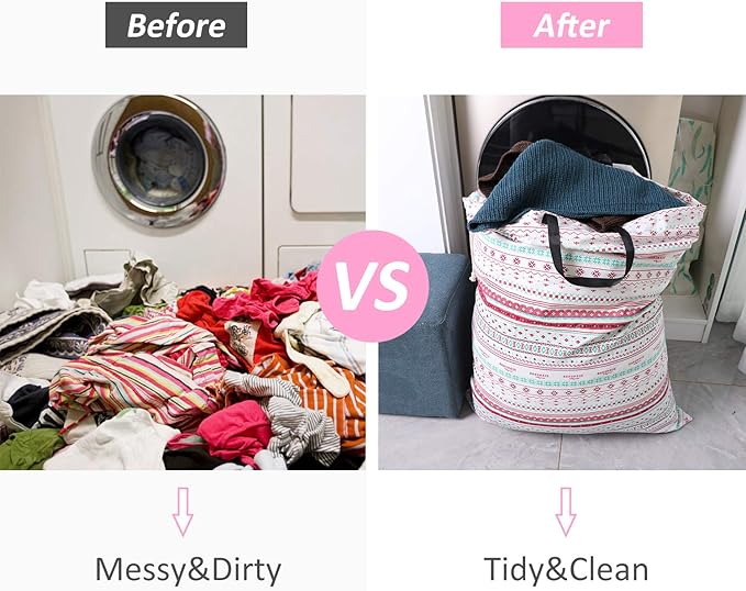 SWISSELITE Laundry Bag with Handle and Drawstring, Large Heavy Duty Laundry Bag, 28 x 40 Inches Travel Dirty Clothes Bag for Laundromat and Household