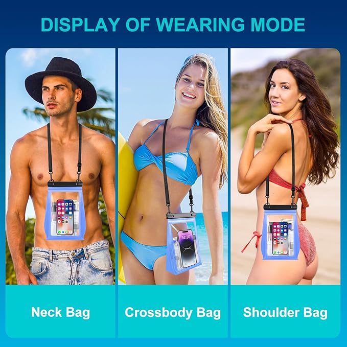 Large Waterproof Phone Pouch Floating, Waterproof Phone Case for iPhone 14 15 Pro Max 13 Plus 12 11 Samsung S23 Ultra S22 up to 8.5'', IPX8 Water Proof Phone Dry Bag for Swimming Kayaking Vacation