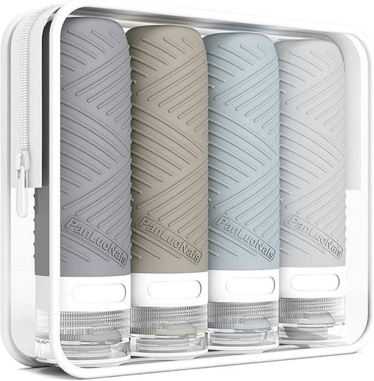 Travel Bottles for Toiletries, Silicone TSA Approved Bottles, Leakproof Shampoo & Toiletry Containers for Airplane, Vacation & Business Trips