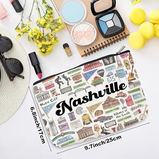 Nashville Cosmetic Bag Makeup Bag Nashvilles Lovers Gifts Nashville Travel Souvenir Merch Vacation Friendship Gifts for Women Nashvilles Lovers Best Friend Girl Trip Gift Favors Christmas Birthday