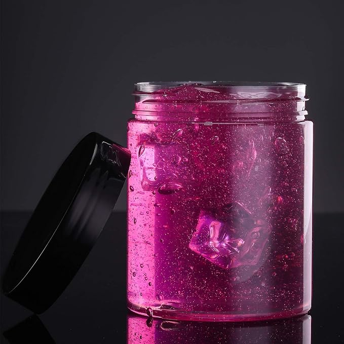 SATINIOR 12 Pack 10 oz Plastic Container Jars with Lids Round Clear Travel Cosmetic Container Slime Jars for Toiletries, Lotion, Cream, Ointments, Makeup, Rhinestone, Samples, Kitchen Storage(Black)