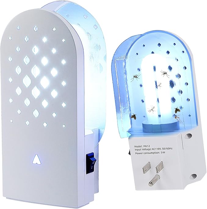 2 Packs Plug-in Mosquito Traps with 10 Glue Boards, Indoor Wall Insect Catchers with 365nm Blue-Violet Lights for Mosquitos, Moths, Fruit Flies, Gnats and Other Small Flying Bugs