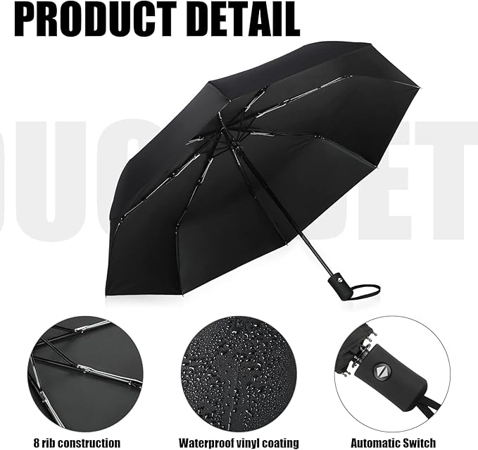 Kajaia 4 Pack Umbrellas Compact Windproof, Automatic Open and Close Folding Rain Umbrella Collapsible for Men Women Travel
