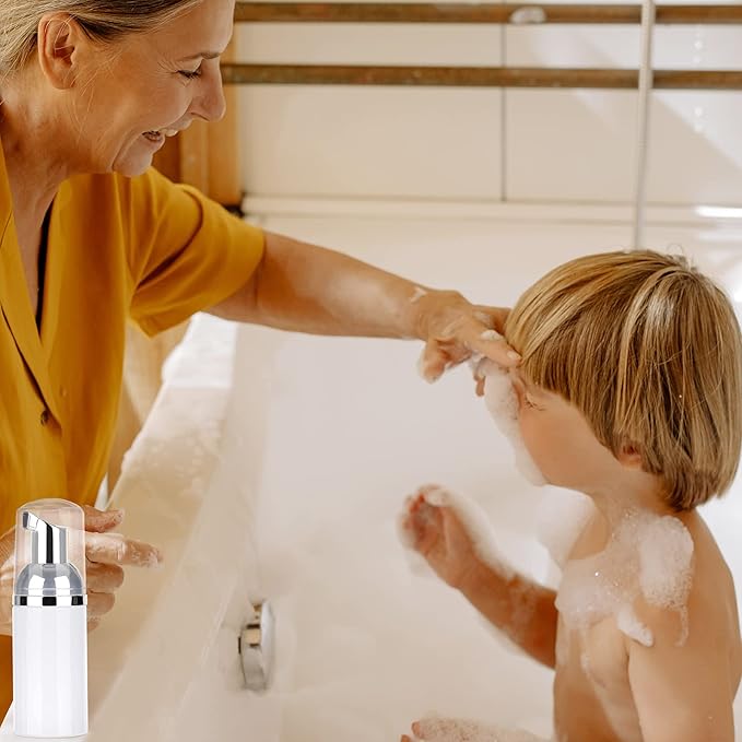 8 Pcs 1oz 30ml Plastic Foamer Pump Bottle Foam Dispenser Bottles Mini Liquid Foaming Bottles for Refillable Travel Hand Soap Foaming,Shampoo,Castile,Cleaning (Sliver+White)